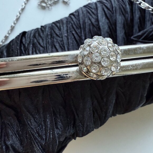 Vintage Neiman Marcus Textured Satin Clutch Evening Bag Womens Cocktail Black - Picture 11 of 16